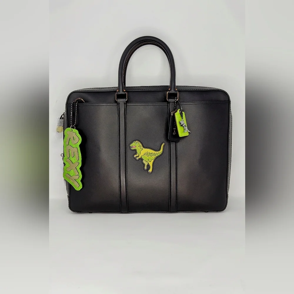 Upcycled Coach Metropolitan Slim Brief Black - NWT & One of a Kind! Rexy Charm🦖